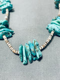 Native American Exceptional Vintage Santo Domingo Old Kingman Turquoise Sterling Silver Necklace-Nativo Arts