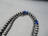 Rare Vintage Native American Navajo Wrap Around Sterling Silver Lapis Necklace-Nativo Arts