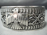 Important Sunny Reeves Native American Navajo Sterling Silver Thunderbird Bracelet-Nativo Arts