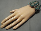 Native American Huge Museum Vintage Zuni Needlepoint Turquoise Sterling Silver Bracelet-Nativo Arts