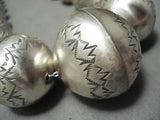One Of The Biggest Ever Native American Navajo Sterling Silver Bulb Bead Necklace Set-Nativo Arts