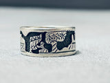 Horse In The Desert Vintage Native American Navajo Sterling Silver Ring-Nativo Arts