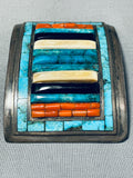 One Of The Best Ever Vintage Native American Navajo Turquoise Inlay Sterling Silver Buckle-Nativo Arts