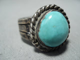 Marvelous Vintage Native American Navajo Kingman Turquoise Sterling Silver Ring Old-Nativo Arts