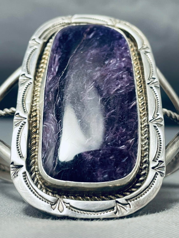 One Of The Best Vintage Native American Navajo Charoite Sterling Silver Bracelet-Nativo Arts