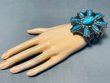 Trujillo Vintage Native American Navajo Turquoise Sun Sterling Silver Bracelet Old-Nativo Arts
