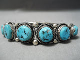 Amazing Vintage Native American Navajo Blue Turquoise Sterling Silver Ropes Bracelet Old-Nativo Arts