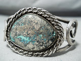 Rare Dense Fool's Gold Vintage Native American Navajo Turquoise Sterling Silver Bracelet-Nativo Arts