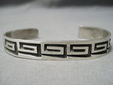 Incredible Vintage Native American Navajo Geometric Water Wave Sterling Silver Bracelet-Nativo Arts