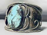 Mens Museum Vintage Native American Navajo Blue Diamond Turquoise Sterling Silver Bracelet-Nativo Arts