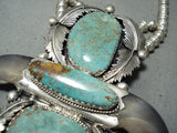 Crazy Authentic Vintage Native American Navajo #8 Turquoise Sterling Silver Bear Necklace-Nativo Arts