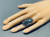 Superb Vintage Native American Navajo Pilot Mountain Cerrillos Turquoise Sterling Silver Ring-Nativo Arts