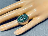 Huge Heavy Vintage Native American Navajo Cerrillos Turquoise Sterling Silver Ring-Nativo Arts