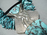 Native American One Of Biggest Best Vintage Nativew American Turquoise Sterling Silver Necklace-Nativo Arts