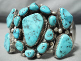 Important Vintage Native American Navajo Turquoise Sterling Silver Bracelet Old-Nativo Arts