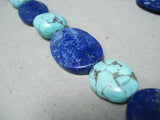 Marvelous Navajo Turquoise Lapis Sterling Silver Necklace Native American-Nativo Arts