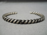 Intricately Hand Woven Vintage Native American Navajo Sterling Silver Coil Bracelet Old-Nativo Arts