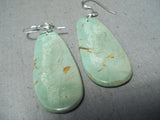 Native American Stunning Santo Domingo Royston Turquoise Large Slab Sterling Silver Earrings-Nativo Arts