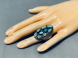 One Of The Best Chunky Vintage Native American Navajo Turquoise Cluster Sterling Silver Ring-Nativo Arts