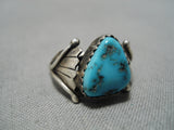 Impressive Vintage Native American Navajo Morenci Turquoise Sterling Silver Ring-Nativo Arts