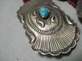 Important Vintage Native American Navajo Gene Charley Turquoise Sterling Silver Concho Belt Old-Nativo Arts