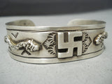 Heavy Whirling Logs Snake Vintage Native American Navajo Sterling Silver Bracelet-Nativo Arts