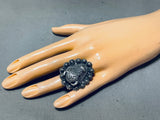Outstanding Big Detailed Native American Navajo Sterling Silver Buffalo Ring-Nativo Arts