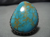Superior Vintage Native American Navajo Spiderweb Turquoise Sterling Silver Ring-Nativo Arts