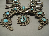 Museum Quality Vintage Native American Navajo Turquoise Sterling Silver Squash Blossom Necklace-Nativo Arts