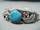 Native American Joe Chee Important Vintage Kingman Turquoise Sterling Silver Link Bracelet Old-Nativo Arts