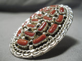 One Of The Biggest Native American Navajo Coral Sterling Silver Ring-Nativo Arts