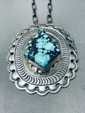 Best Freddy Vintage Native American Navajo Blue Medicine Turquoise Sterling Silver Necklace-Nativo Arts