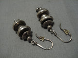 Striking Vintage Native American Navajo Sterling Silver Heavy Bead Earrings Old-Nativo Arts