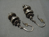 Striking Vintage Native American Navajo Sterling Silver Heavy Bead Earrings Old-Nativo Arts