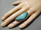 Hand Carved Huge Vintage Navajo Turquoise Sterling Silver Native American Ring-Nativo Arts