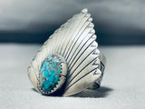 Exceptional Vintage Native American Navajo Kingman Turquoise Sterling Silver Ring-Nativo Arts