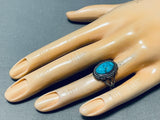 Gorgeous Vintage Native American Navajo Morenci Turquoise Sterling Silver Ring-Nativo Arts