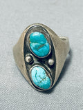 Magnificent Vintage Native American Navajo Kingman Turquoise Sterling Silver Ring-Nativo Arts