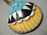 Native American Amazing Vintage Santo Domingo Sterling Silver Turquoise Shell Necklace Old-Nativo Arts