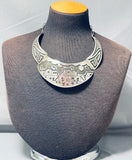 One Of The Most Detailed Hand Carved Vintage Native American Navajo Sterling Silver Necklace-Nativo Arts