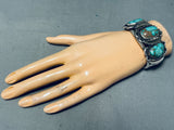Quality Vintage Native American Navajo Royston Turquoise Sterling Silver Leaf Bracelet-Nativo Arts