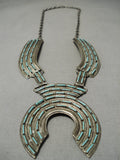 Museum Quality Vintage Native American Navajo Zuni Needlepoint Turquoise Squash Blossom Necklace-Nativo Arts