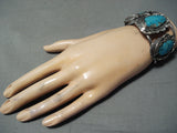 Opulent Vintage Native American Navajo Bisbee Turquoise Sterling Silver Bracelet Old-Nativo Arts