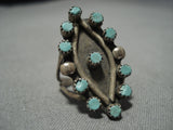 Impressive Vintage Zuni Native American Turquoise Sterling Silver Ring Old-Nativo Arts