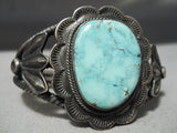 One Of Best Vintage Native American Navajo Sterling Silver Coil Carico Lake Turquoise Bracelet-Nativo Arts