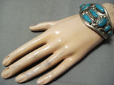 Museum Vintage Native American Navajo Morenci Turquoise Sterling Silver Bracelet Old-Nativo Arts
