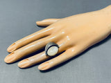 Glorious Native American Navajo Mother Of Pearl Sterling Silver Fan Ring-Nativo Arts
