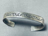 Symbolic Vintage Native American Navajo Yei Sterling Silver Bracelet Cuff-Nativo Arts