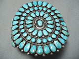 One Of Biggest Best Vintage Native American Navajo Turquoise Cluster Sterling Silver Bracelet-Nativo Arts