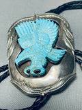 Best Huge Vintage Native American Navajo Hand Carved Turquoise Eagle Sterling Silver Bolo Tie-Nativo Arts